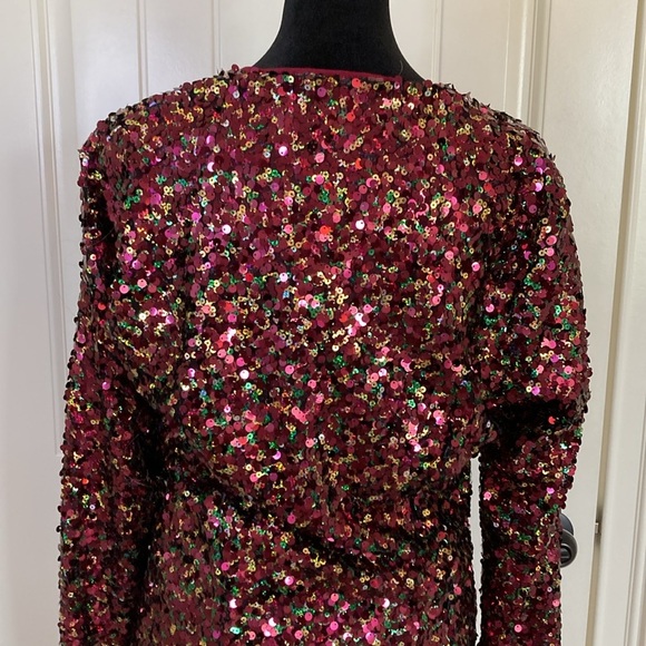 Sequin Wrap Dress in Multicolor by [Brand] - Picture 7 of 11